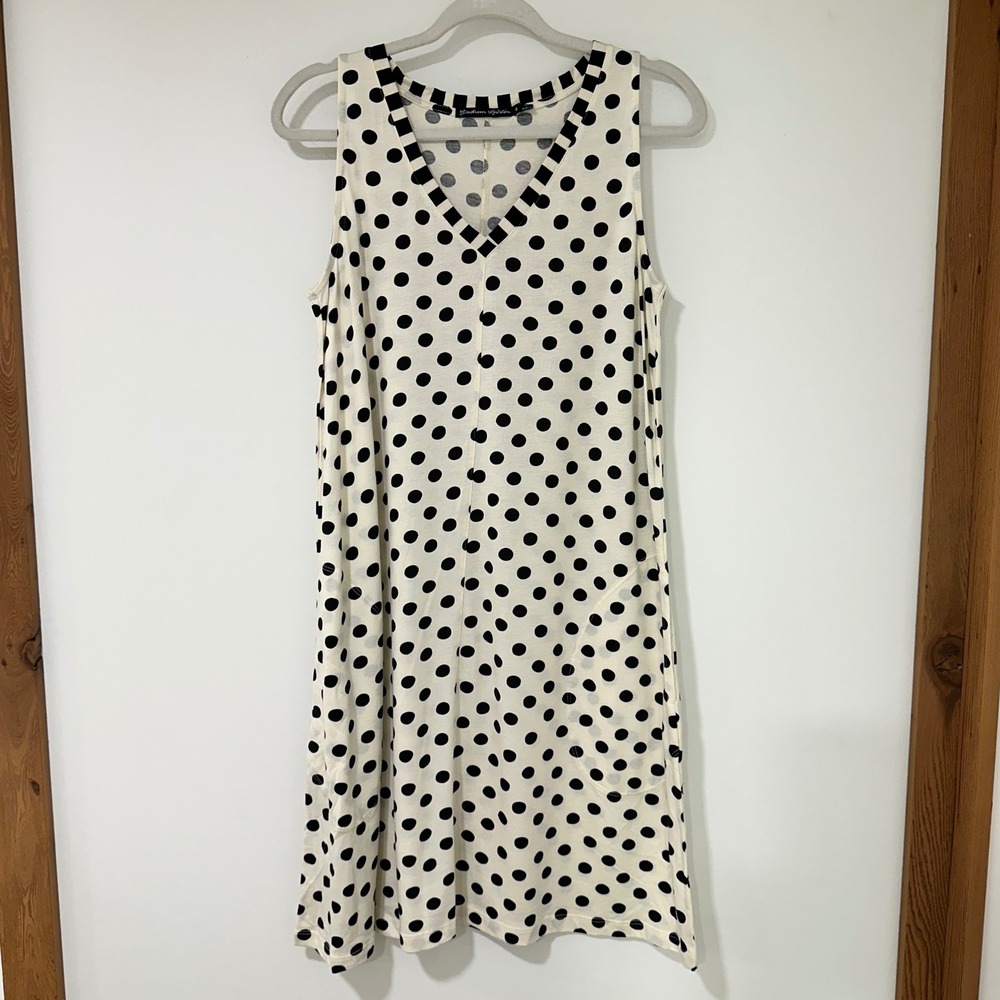 Gudrun Sjoden Womens S Black White Polka Dot Organic Cotton Modal Dress Pockets